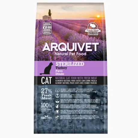 Arquivet kuivtoit steriliseeritud kassidele värske kalkunilihaga, 1,5 kg